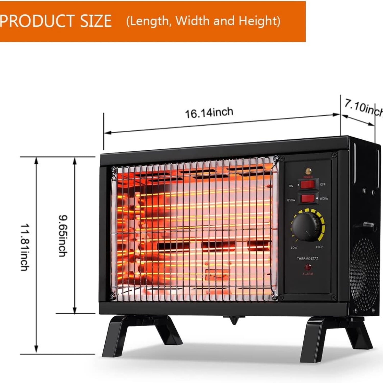 Digital Oil Filled Radiator, 2kW/2000W, Overheat Protection, Black - View #7