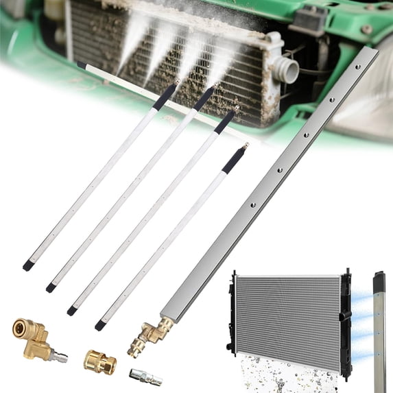 Portable Radiator Cleaning Wand, Stainless Steel Radiator Flush and Cleaner with Quick Couplers, Radiator Flush and Cleaner Tool for Wand, Radiator Car Cars, Trucks, RV Washer Accessories