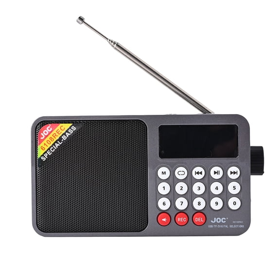 Portable Radio BT Speaker, Digital FM Radio BT Speaker with LED Display, Rechargeable Radio MP3 Music Player for Home Outdoor, Gray