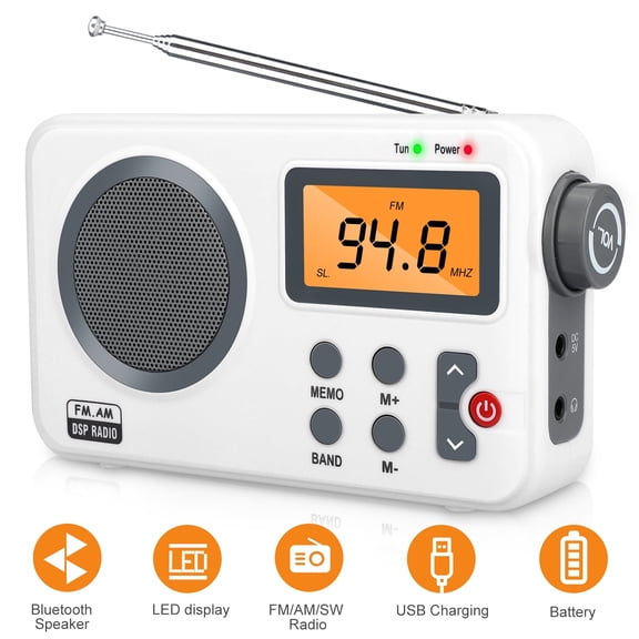 Portable AM Radio, EEEkit Personal Pocket Stereo Radio with Best Reception, LCD Screen, Earphone Port, Compact Transistor Radios for Camping, Traveling, Powered by 4AA Batteries(Not Included)