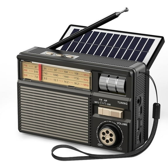 Portable Radio FM/AM/SW,Retro Bluetooth Speaker,Vintage Transistor Radios,TF Card/USB Playback,USB-C/Solar Battery Operated,Lanyard,Small Radios for Home Kitchen Outdoor,Gifts for Seniors Elderly