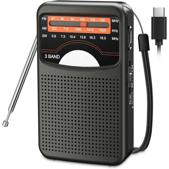Portable Radio AM FM, Rechargeable Tansistor Radio, Pocket Handheld Radio with Earphone Jack, Excellent Reception, Easy to use, Perfect for Home, Outdoor, and Emergency Use, Suitable for Senior, kids