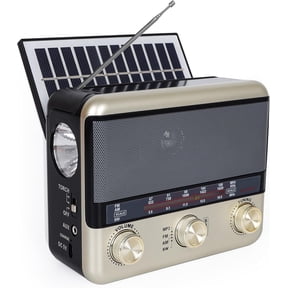 Portable Radio AM FM SW, Retro Transistor Radio, Shortwave Radio with Bluetooth Speaker, Battery Operated or AC,Solar,SUB Charging,Support TF Card, USB Playing for Indoor, Outdoor, Travel & Storms