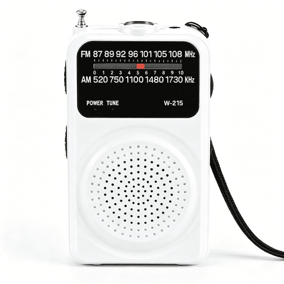 Portable Radio AM FM, Transistor Pocket Radio with Excellent Reception, Flashlight, Tuning Light, Back Clip, Headphone Jack, Loud Speaker, Battery Operated Radios for Home, Outdoor, Emergency, White