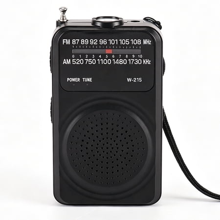 Portable Radio AM FM, Transistor Pocket Radio with Excellent Reception, Flashlight, Tuning Light, Back Clip, Headphone Jack, Loud Speaker, Battery Operated Radios for Home, Outdoor, Emergency, Black