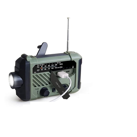 Portable Radio Hand Crank AM FM NOAA Emergency 3-in-1 Reading Lamp Flashlight Solar Charging Power Bank for Cell Phone