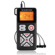 Portable Radio, LC-dolida FM/AM/MP3 Mini Sport Radio with LCD Display, Earphones, Rechargeable Battery, Strong Signal, High Sensitivity, Compact and Lightweight for Jogging, Walking, Outdoor Black