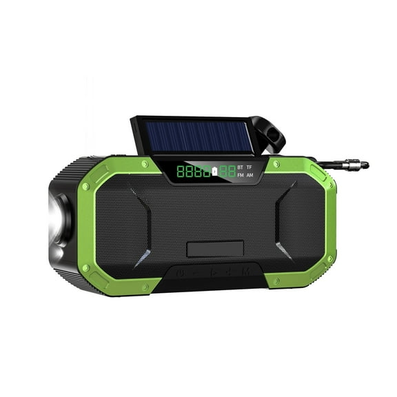 Portable Radio Multifunctional AM/FM Solar Hand Crank Radio with Compass LED Flashlight 5000mAh Power Bank Bluetooth 5.0 Speaker ,Portable