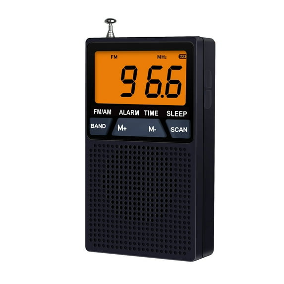 Portable Radio Portable Am/fm Radio Mini 2 Band with Speaker Time Display Alarm Clock Function Screen Headphone-compatible Ideal for Emergency Use