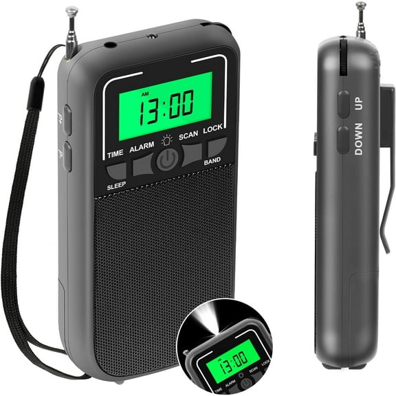Portable Radio with LED Flashlight, AM FM SW, for Long Range Reception, Emergency Pocket Walkman Radio for Indoor, Outdoor,Walk,Jogging,Gym,Camping