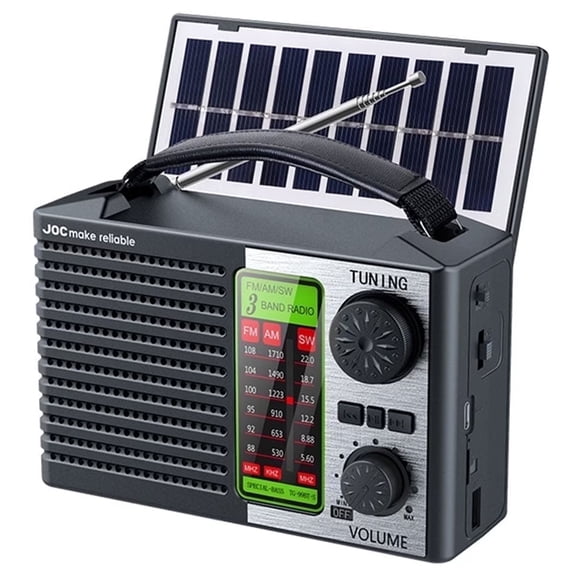Dolida Portable Radio with Solar &Rechargeable Battery, AM/FM/SM, Strong Emergency Lighting, USB Charger, Reading Lamp for Home Outdoor (Green)