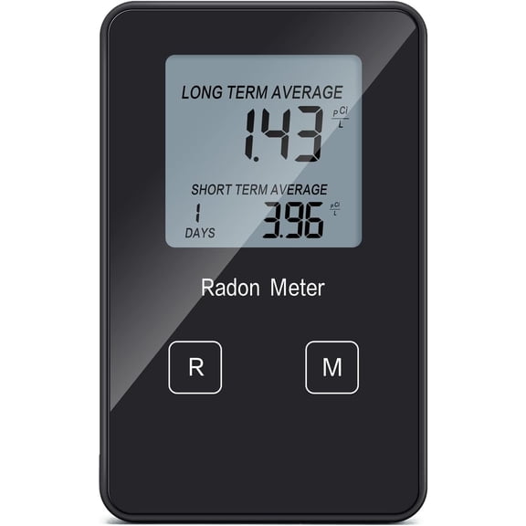 Portable Radon Detector with LCD Screen - Continuous Home Radon Gas Monitor, Long & Short Term Real-Time Testing, Rechargeable Battery