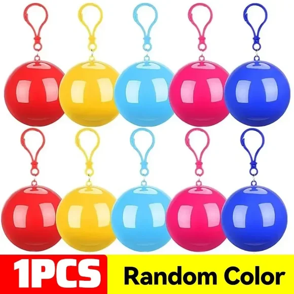 Portable Raincoats Balls Colorful Raincoat Ball with Hook Disposable Waterproof Rain Ponchos Travel Camping Emergency Rain Coats