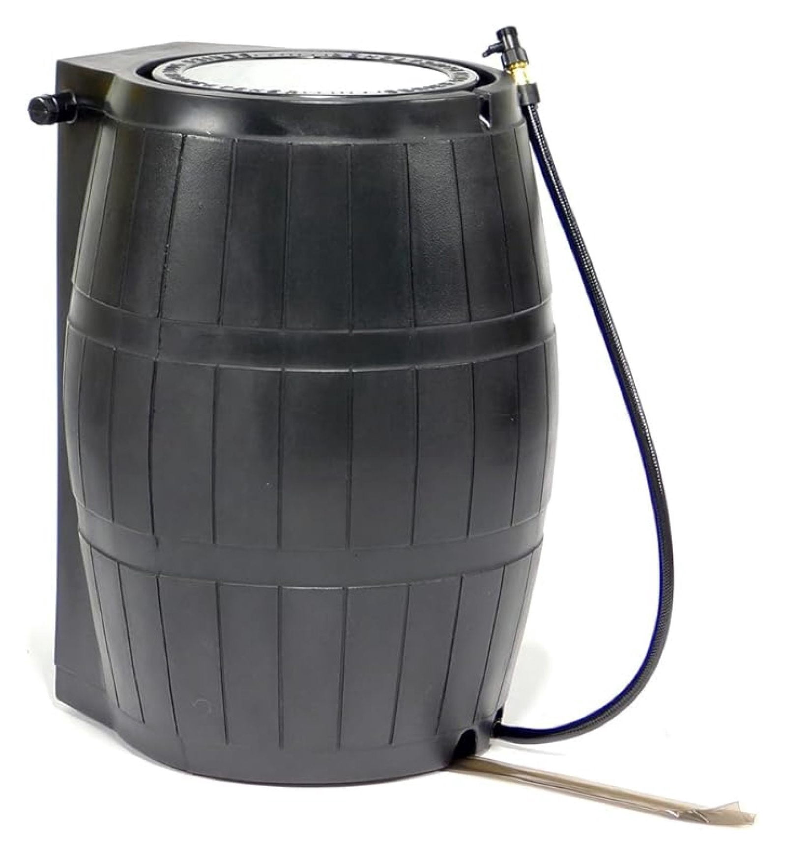 Portable Rainwater Catcher Barrel with Spigots Black 50 Gallon