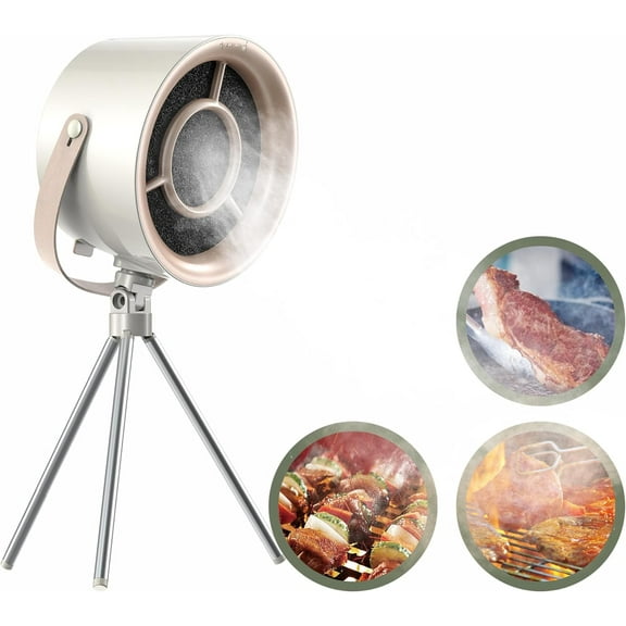 Portable Range Hood for Cooking,Minor Desktop Range Hoods,Portable Exhaust Fan for Indoor or Outdoor Cooking,Removable and Washable Exhaust Fans with 3 Wind Speeds, milky