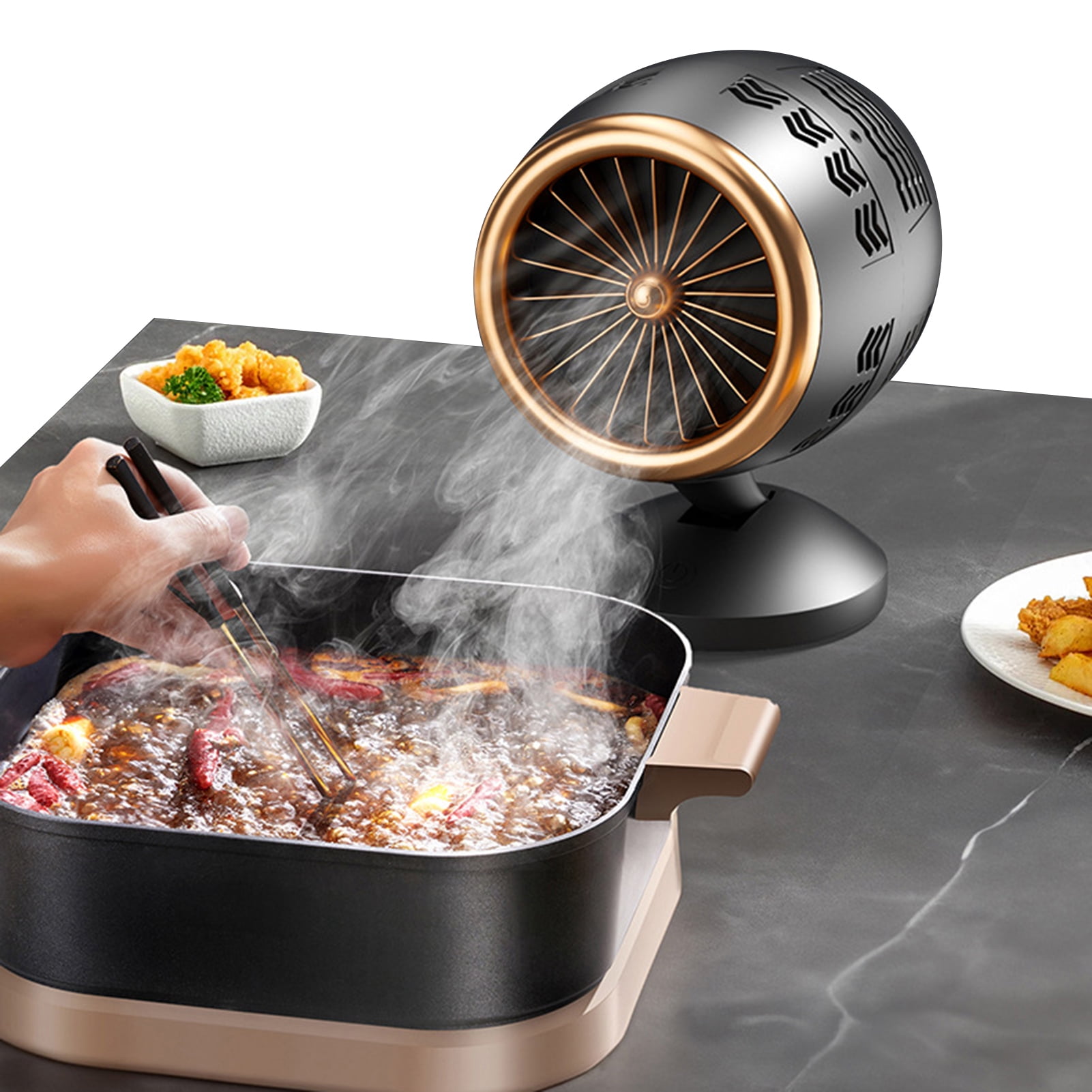 Portable Range Hood for Kitchen, 3 Speed Exhaust Fan with Detachable Filter, USB Powered Cooking Vent Hood, Compact Desktop Ventilation for Stove, Odor Eliminator for Indoor BBQ Hot Pot