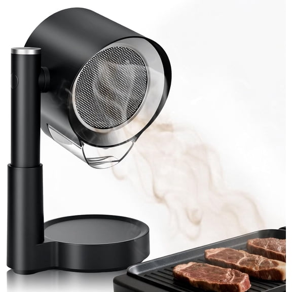 Portable Range Hood, Kitchen Exhaust Fan with 3 Speed, Detachable Aluminum Filte, Desktop Smoke Extractor with Telescoping Height, Powerful Smoke Removal, Low Noise, Oil Cup for Indoor BBQ/Hot Pot/Rv