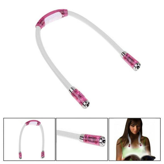 Portable Reading Light, Czzoypi Hands-Free Headband LED Book Light, Flexible Neck Hanging Work Light with 4 Modes Adjustable Brightness, Pink