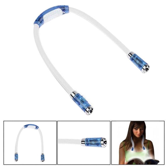 Portable Reading Light Hands Free, QQZ Flexible Neck LED Book Light with 4 Modes, Adjustable Headband Work Light for Bed Repair Crafting, Blue