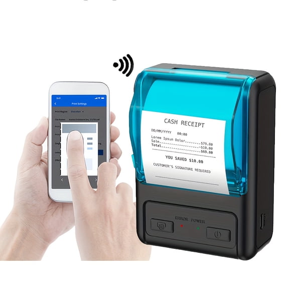 Portable Receipt Printer 58Mm Mini Wireless Thermal POS Printer for Restaurant, Compatible with Android Phone Windows