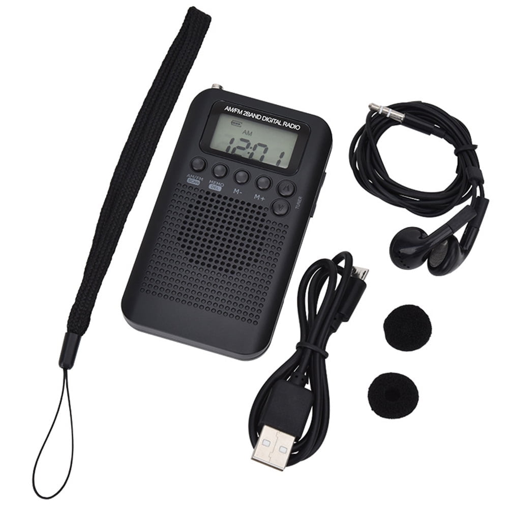 Portable Rechargeable AM/FM Pocket Radio with LCD Digital Display & Stereo Speaker - Pocket-Sized for Travel, Outdoors, Home & Emergency Backup