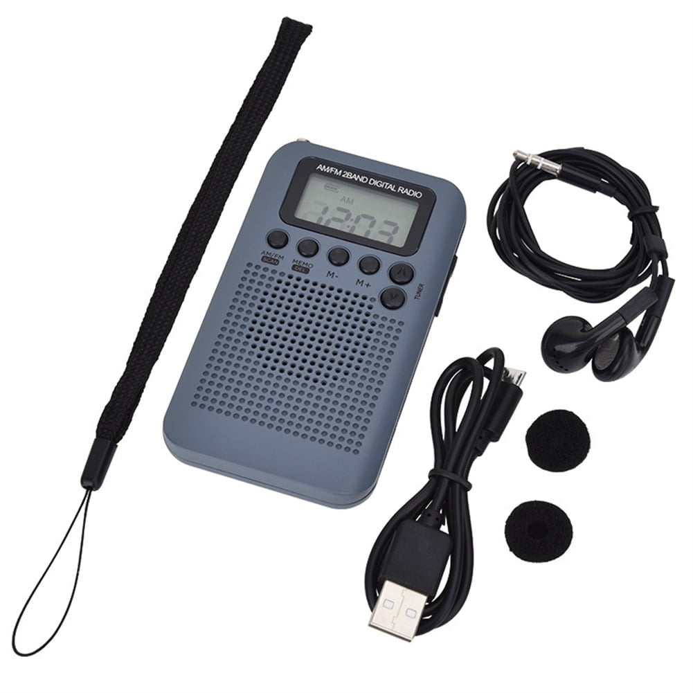 Portable Rechargeable AM/FM Pocket Radio with LCD Digital Display & Stereo Speaker - Pocket-Sized for Travel, Outdoors, Home & Emergency Backup