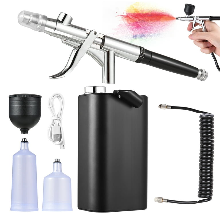 Portable Rechargeable Airbrush Kit - 40PSI High Pressure Compressor -  Cordless Handheld Air Brushes - 0.3mm - Painting/Model Coloring/Makeup/Cake  - Walmart Compliant 