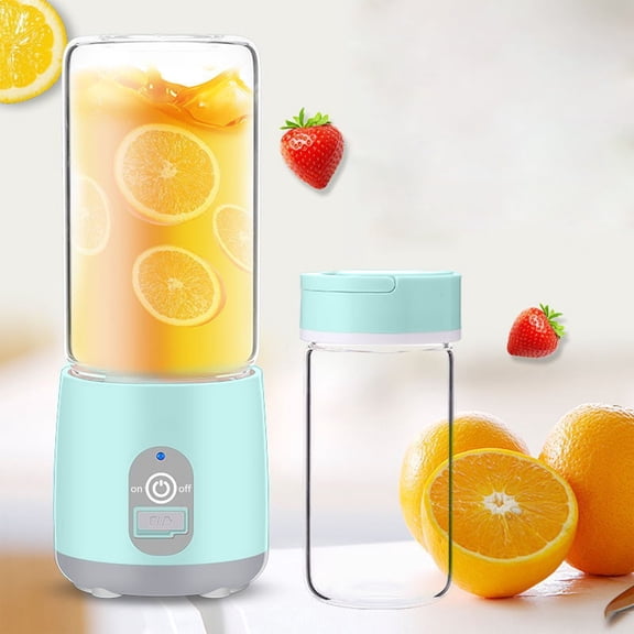 Portable Rechargeable Blender Cup, 14.2oz Mini Wireless Fruit Juicer, USB Charging Personal Smoothie Maker, Compact Portable Juicing Cup for Outdoor Travel Gym Home,Light Blue