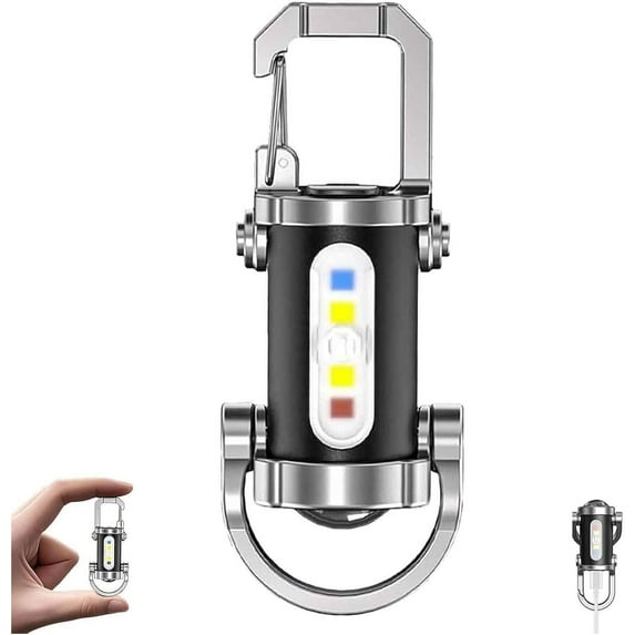 Portable Rechargeable Bright Keychain Flashlight, 1200 Lumens Mini EDC Flashlight with USB Type-C Charging, 6 Lighting Modes, Waterproof