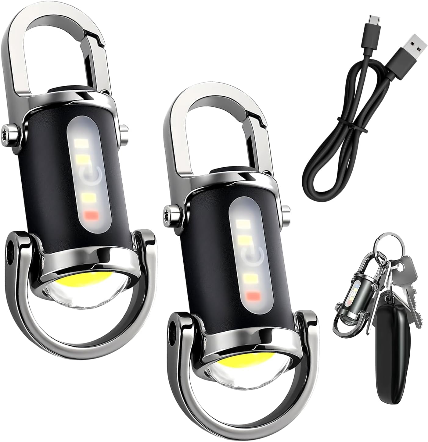 Bright Keychain Flashlight Portable Rechargeable Bright Keychain Flashlight, Mini USB LED Keychain ...