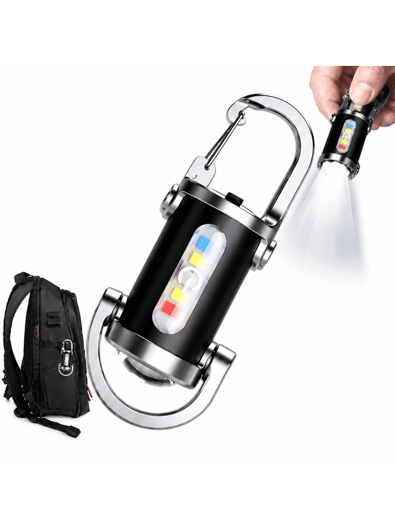 Rechargeable Keychain Flashlight, 1200 Lumens Mini LED Pocket Torch with Carabiner Clip, Waterproof EDC Light for Camping, Hiking, Backpack & Emergency Use