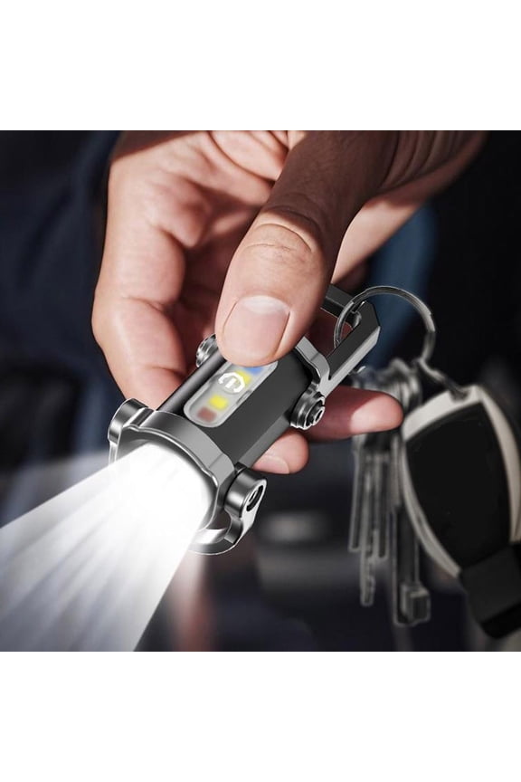 Portable Rechargeable Bright Keychain Flashlight Phone Charger, 1200lm Keychain Flashlights, USB Rechargeable, 7 Lighting Modes, Waterproof Design for Camping Hiking Outdoor Activities