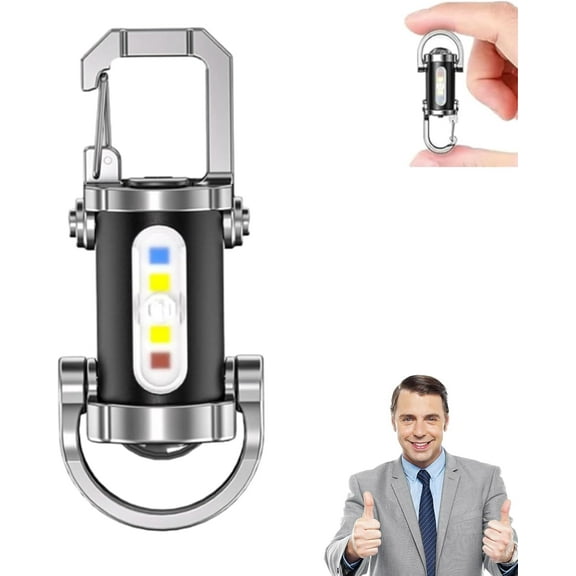 Portable Rechargeable Bright Keychain Flashlight, Vbbert Keychain Flashlight, Portable Rechargeable Mini LED Flashlight with Key Ring, Compact Bright Keychain Work Light(X)
