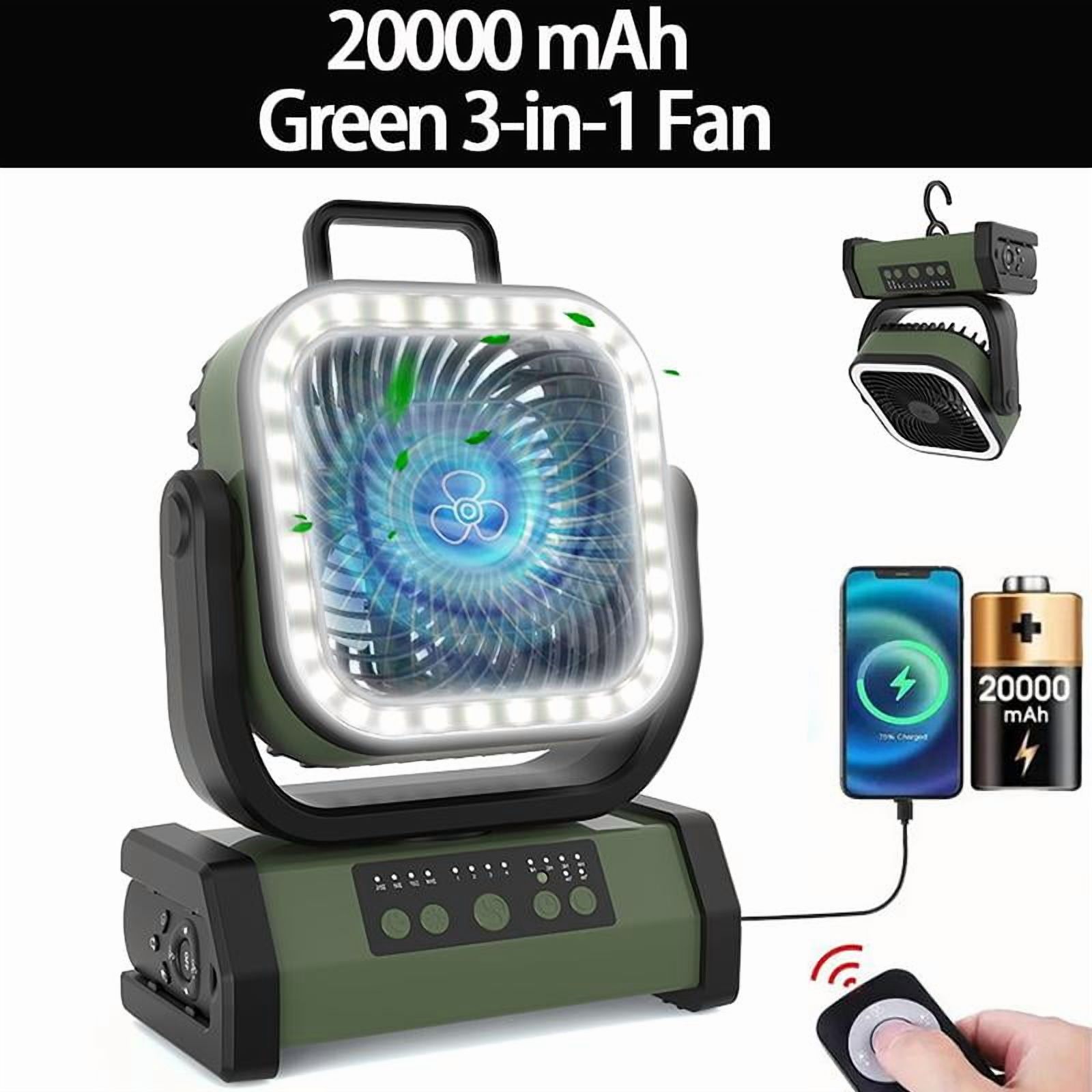 Portable Rechargeable Camping Fan with 30000mAh Battery, LED Light, Remote Control, 4 Wind Speeds, Multifunction Ideal for Camping, Fishing, Traveling, Outdoor Adventure