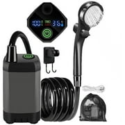 Portable Rechargeable Camping Shower Pump Outdoor Adjustable LED Display Quiet Multi-Functional Filter Easy Use For Hiking Beach Travel Pet Cleaning Backpacking
