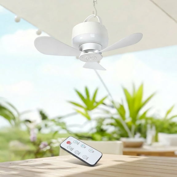 Portable Rechargeable Ceiling Fan with Dimmable LED Light Remote Control 8000mAh Battery Operated Quiet for Dorm Room Bathroom Camping Tent Bedside Reading Lamp Clip On Fan