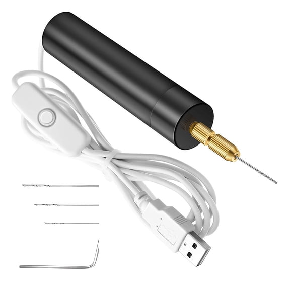 Portable Rechargeable Electric Drill with 3Pcs Bit Pocket Size For Resin Horn DIYer Crafting Accessories