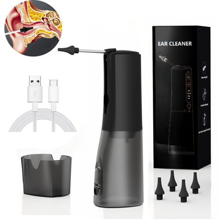 Portable Rechargeable Electric Ear Cleaner, Waterproof IPX7 Ear Cleaning Kit Safe and Effective Ear Irrigation Flushing System Reusable Ear Washer
