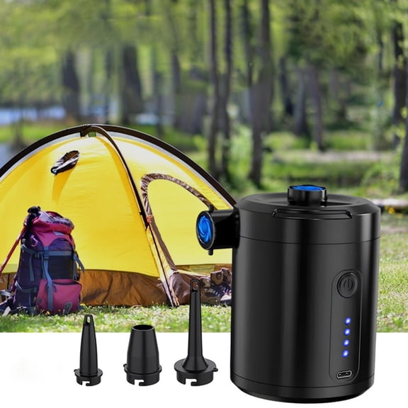 Portable Rechargeable Electric Pump, 3 Nozzles, 5200mAh, for Inflatable Mattress Pool Floats Vacuum Storage & Quick Inflation/Deflation
