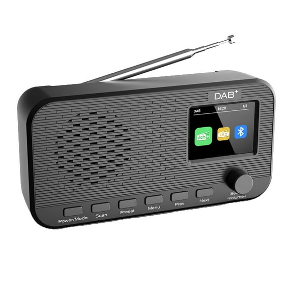 Portable Rechargeable FM Radio, Bluetooth Radio, DAB Digital Radio with 2.4" Large Color Display, Battery Powered, 40 Presets Station, Dual Alarms Clock, Sleep Timer, Perfect Gift for Seniors, kids
