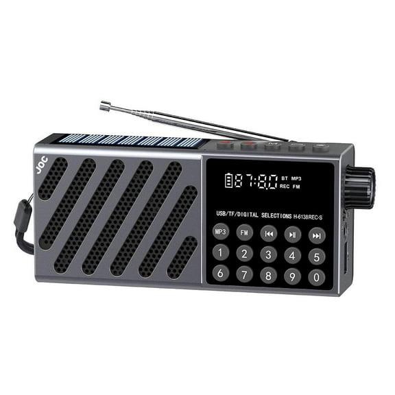 Portable Rechargeable FM Radio Receiver Solar Charging Pocket Radios Wireless Bluetooth Speaker with USB TF Card Player
