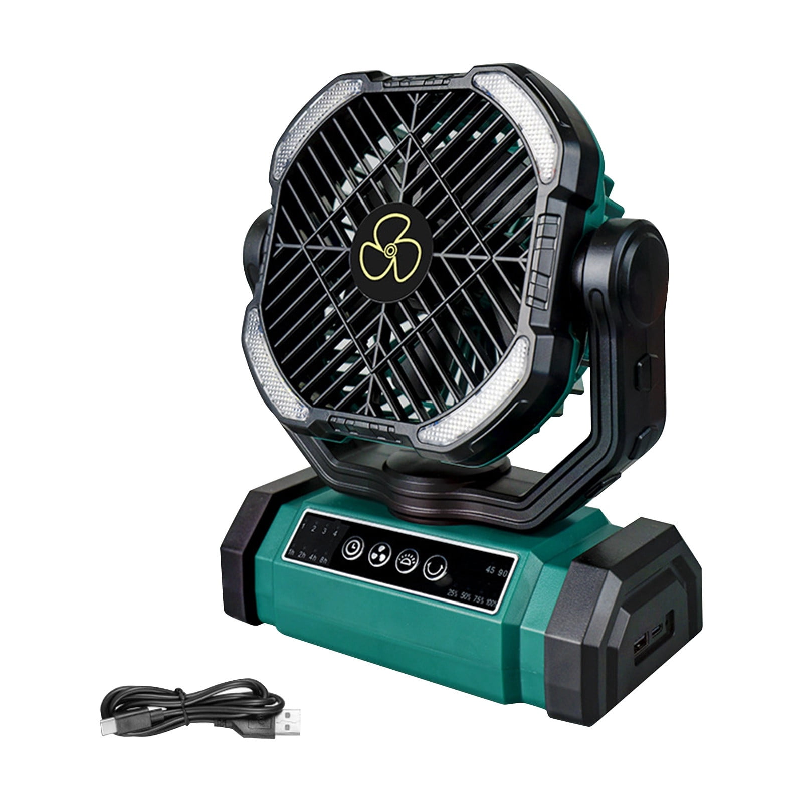 Portable Rechargeable Fans for Camping, 4Speed Cordless Fans with LED & Remoter, 90Oscillating Camping Fan Rechargeable, 270Pivot Large Battery Powered Fans, Ventilador Recargable for Tent Travel