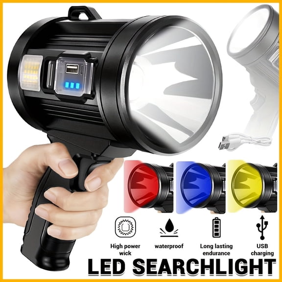 Portable Rechargeable Flashlight USB Super Bright Spotlight Flashlight Powerful Searchlight Outdoor