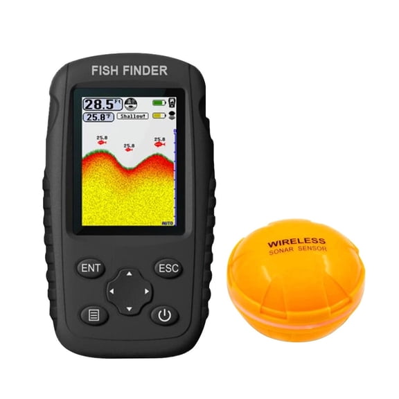 Portable Rechargeable Handheld Fish Finder Wireless Sonar Sensor Depth Locator High Sonar Frequency ,Clear Depth Display