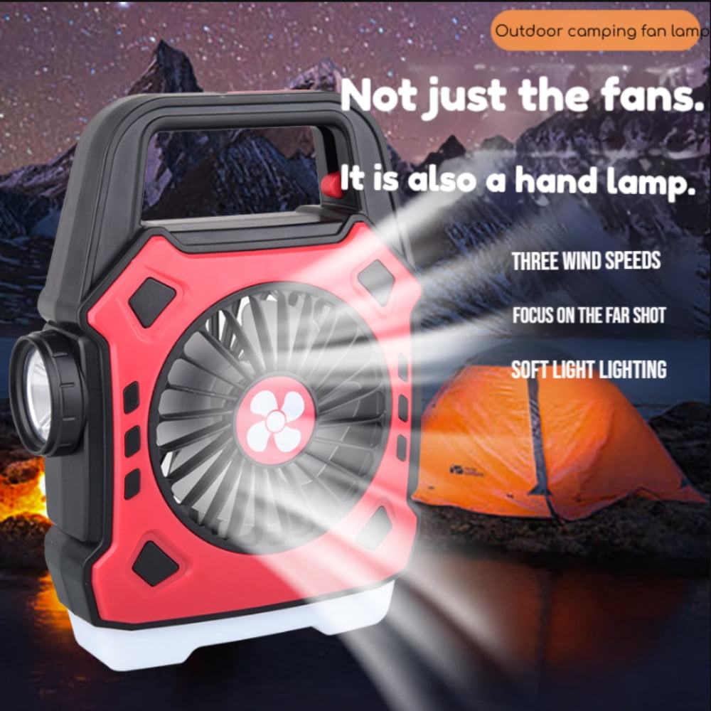 Portable Rechargeable LED Camping Fan with Light  Outdoor Lantern for Hiking  Emergency  and Camping Essentials