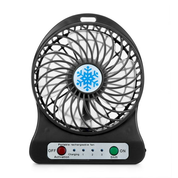 Portable Rechargeable LED Light Fan with USB Charging, Desktop Cooler with 18650 Battery for Personal Air Circulation