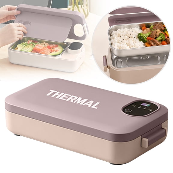 Portable Rechargeable Lunch Box | Oimcto Cordless Self-Heating Lunch Box with Timer, 6 Heat Levels & Temperature Display, Leakproof, 900mL