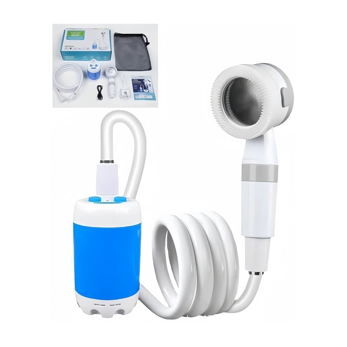 Portable Outdoor Camping Shower Pump - Equipped with a 4000mAh Rechargeable Shower Head, Suitable for Hiking, Pet Bathing, and Car Washingaf