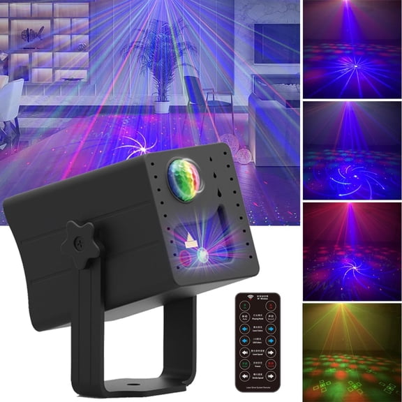 Portable Rechargeable RGB Laser-LED Light Sound Activated Projector for DJ Disco Stage Party Xmas Pub KTV Dance Mood Birthday Wedding in-Car Travel Show Home Camp Trip (RGB LED & RGB Patterns Laser)