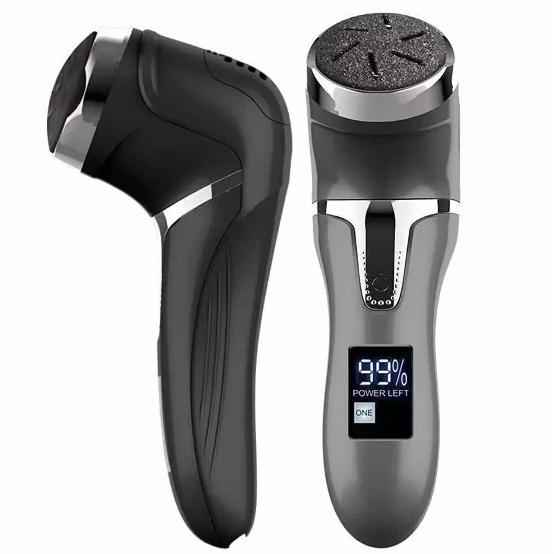 Portable Rechargeable Waterproof Electric Callus Remover With 3 Head & Lcd Black